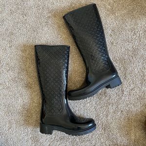 Auth Louis Vuitton black rain boots!